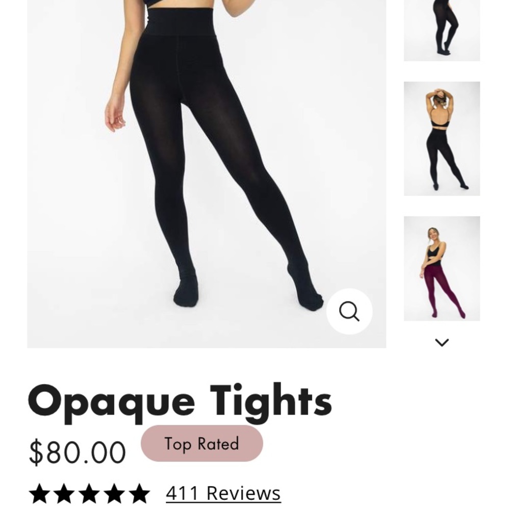 NWOT Sheertex Black Opaque No-Run Tights